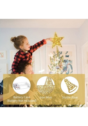 Xianwen Geeroyoo Parlak Yıldız Şekilli Noel Ağacı Tepe Süsü -