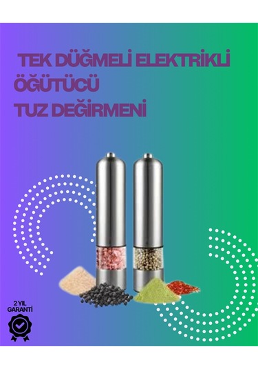 Paslanmaz Çelik Otomatik Baharat Öğütücü Pille Çalışan Tek Tuşlu Renkli
