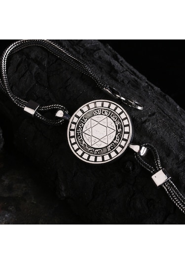 Hz.süleyman Mührü Yuvarlak 925 Ayar Gümüş Bileklik Gümüş