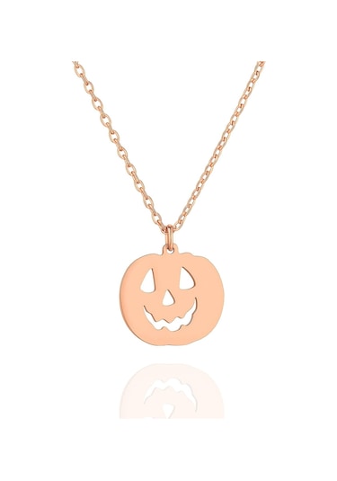 Yeni Yıl Halloween Bal Kabağı 925 Ayar Gümüş Kolye Rose