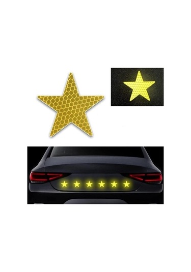 Sarı 12 Adet Yansıtıcı Güvenlik Uyarı Çıkartmaları Pentagram Anti-çarpışma Su Geçirm Çıkartmalar Araba Kapı Fosforlu Bant 56848982