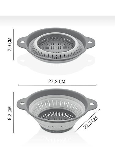 Pratik Yuvarlak Katlanır Akordeon Süzgeç - 1800ml Makarna Süzgeci