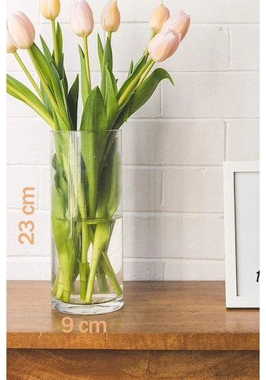 Silindir Cam Vazo Yükseklik : 23 Cm Genişlik 9 Cm