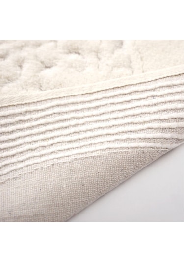 Tiffany Oval 2'li Pamuklu Klozet Takımı Krem Banyo Paspas Seti 60 x 100 / 50 x 60 CM Krem