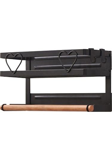 Suntek Çamaşır Odası Havlu Manyetik Baharat Raf Paslanmaz Buzdolabı Organizatör Raf Siyah