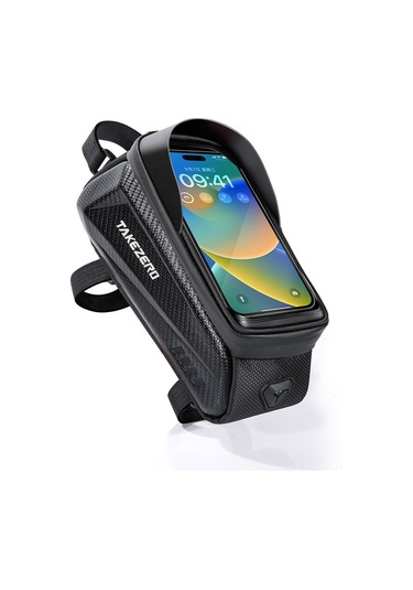 Youtek Takezero Dağ Bisikleti Çantası Eva Sert Kasa Ön Çubuk Çantası Unisex Telefon Çantası Sınır Ötesi 1l Siyah Logo'lu Siyah