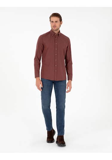 Pierre Cardin Erkek Kiremit Gömlek Desenli 50298570-vr031 Kiremit