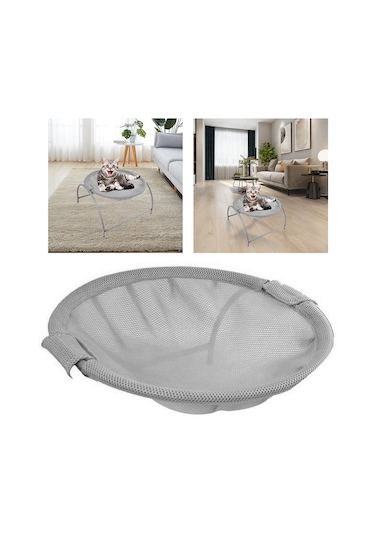 Homyl Şık Yuvarlak Yumuşak Kedi Hamak Uyuyan Gri-file-çanta