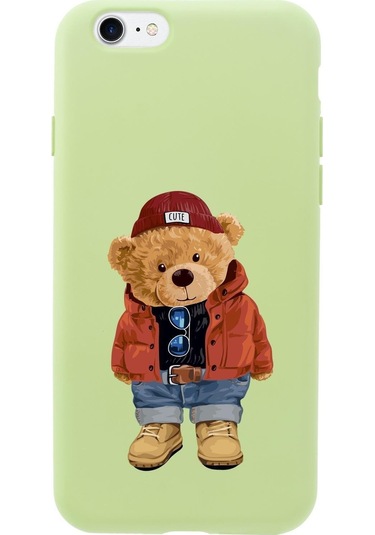 Iphone 8 Teddy Bear Premium Silikonlu Telefon Kılıfı Yeşil