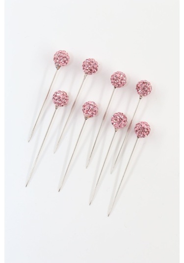Numetal 8 Li Pembe Taşlı Eşarp İğnesi. Şal İğnesi. Türban İğnesi. Başörtü İğnesi. Eşarp Ve Şal İğnesi. Gümüş