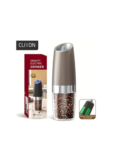 Honeybeeshop 1 Adet 2 Adet Kahverengi Plastik Gövdeli Yerçekimi Aktifli Elektrikli Tuz Karabiber Değirmeni Otomatik Öğütme Led Işıklı Ayarlanabilir Öğütme Ahşap