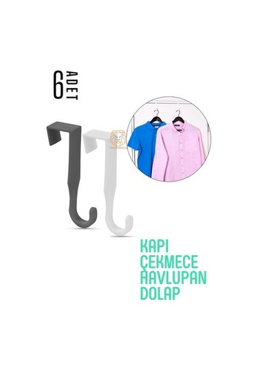 Modacar Pratik Askı Dolap Çekmece Havlupan Kapı Askısı 6 Adet