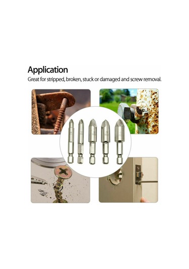 Tangshopping Gr 5 Adet Hasarlı Vida Çıkarıcı Kaldırma Seti 5 Boyutları Güçlü Kavrama Vidaları Cıvata Özü Matkap Ucu Araçları