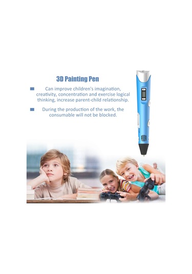 Kangvka Mavi 3d Boyama Kalemi, Sayısal Ekranlı, Pla/abs Uyumlu, Sessiz Hareketli, Usb Kablolu, 160-230 C Isı Ayarı,立体 Sanat Oluşturma Aleti