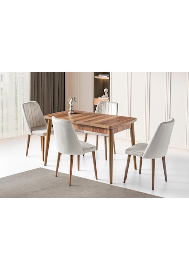 Milano Mdf Açılır Mutfak Masa 6 Lı Sandalyeli Takım 75 130cm 001