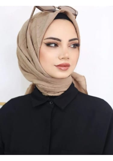 Melodi Scarf Kadın Tesettür Pratik Bambu Kraş Eşarp Bej BEj