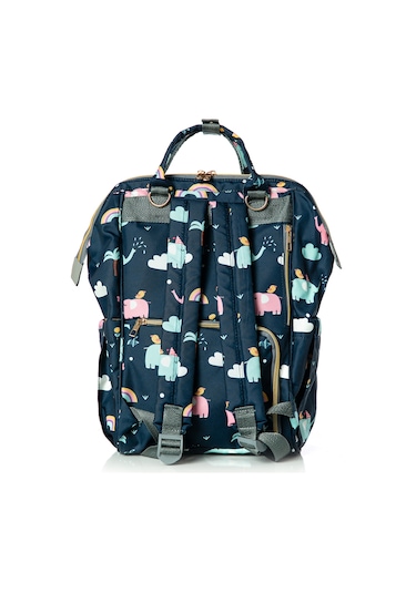 Lal Baby Fil Desenli Anne Bebek Bakım Sırt Çantası Lacivert
