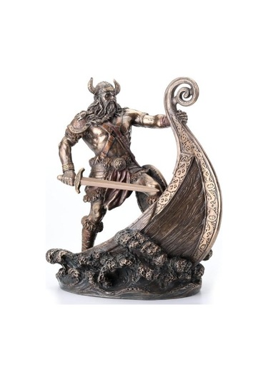 Veronese Design İskandinav Savaşçı Viking Gemi Üzerinde Heykel