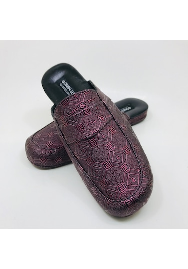 Bay El Yapımı Damat Terlik Metalik Bordo