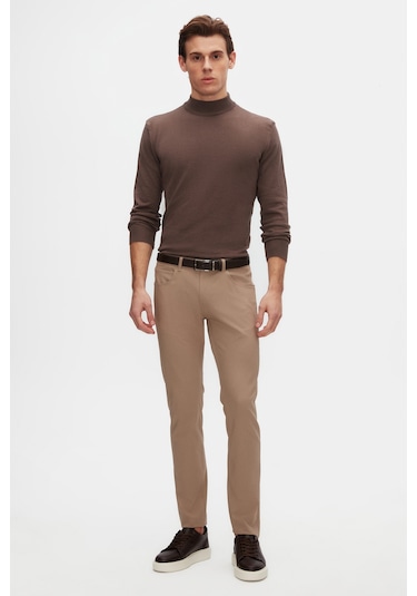 Ds Damat Regular Fit Vizon Pamuk Karışımlı Yarım Balıkçı Triko Kazak 5hf06ort16275 Vizon