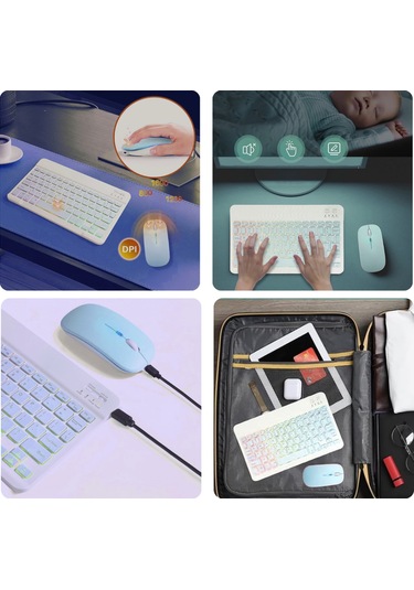 Büro Ev Ofis Bilgisayarı İçin Mavi Rgb Işıklı Klavye Mouse Seti Diğer