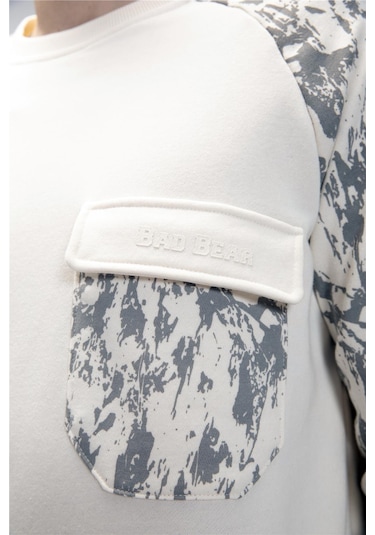 Deep Marshmallow Crewneck Erkek Baskılı Sweatshirt Beyaz