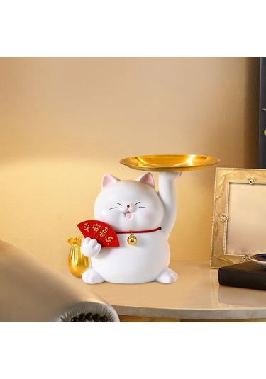 Suntek Kumbara Servis Tepsisi Yatak Odası Düzenleyici Süs Kedi