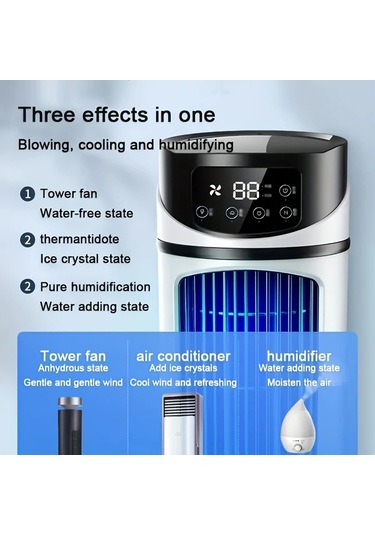 Motion003 Beyaz Taşınabilir Klima Nemlendirici Fan Usb Soğutucu 3ü 1 Arada Ofis Ve Ev Kullanımı Hava Koşullandırıcı
