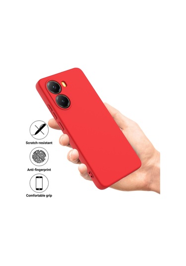 Xiaomi Poco X7 Pro İçin Düz Renk Sıvı Silikon Damlamaz Tam Kapsama Telefon Kılıfı Kırmızı