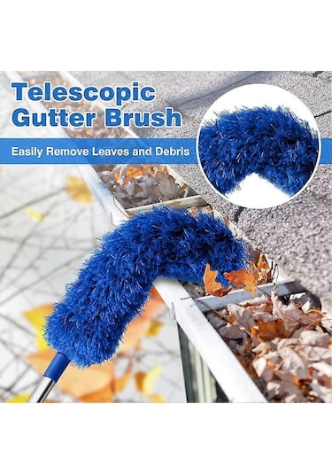 Oluk Temizleme Fırçası Çatı Aleti 8.2 Ayak Uzatılabilir Teleskopik Direk Kolay Çıkarılabilir Temizleme Aleti, Mavi