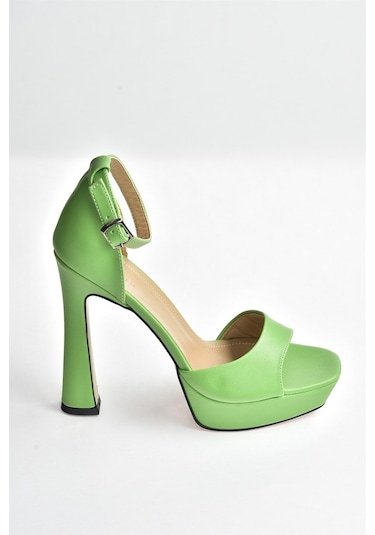 Fox Shoes Çimen Yeşili Platform Kalın Topuklu Kadın Ayakkabı K404