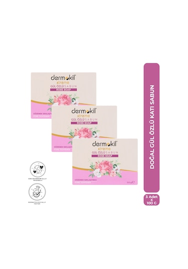 Dermokil Doğal Gül Özlü Katı Sabun 100 G X 3 Adet Gül