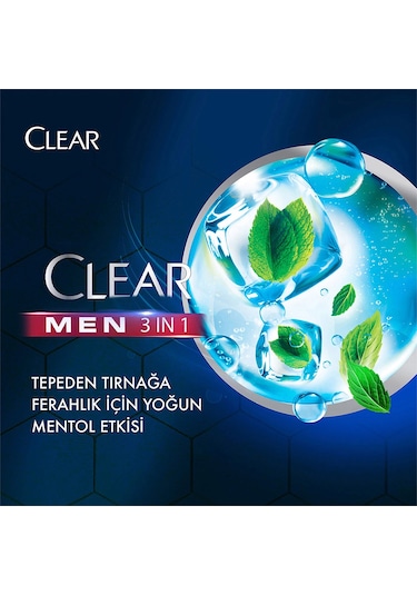 Clear Men Ferahlatıcı Mentol Etkisi 3 in 1 Şampuan & Duş Jeli 3 x 350 ML