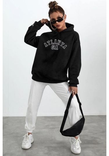 Atlanta Baskılı Sweatshirt Siyah