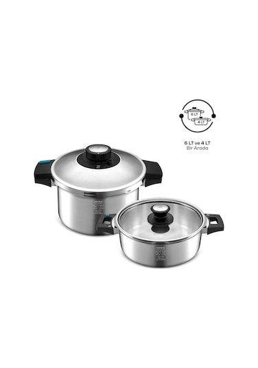 Karaca Quick and Safe İndüksiyon Tabanlı Düdüklü Tencere Seti 4+6 Lt