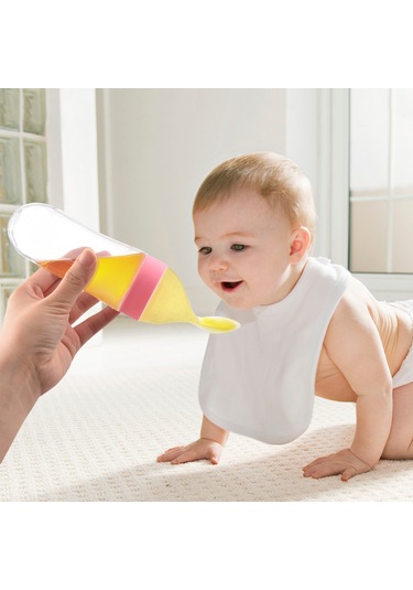 Moveevo Yeşil Bebek Silikon Yemek Kaşığı - Tıkanabilir Reçel Sporu - Entegre Beslenme Kolu Yeşil