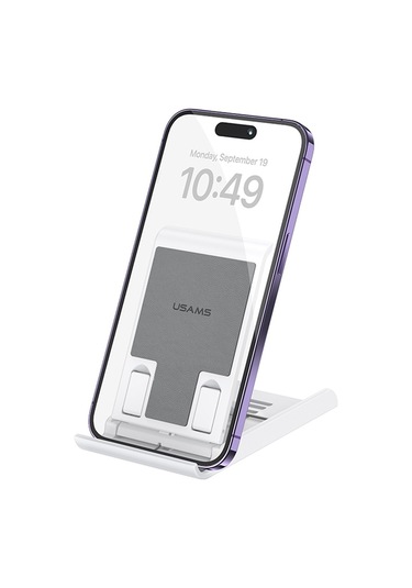 Cbtx Usams Us-zj073 Evrensel Telefon Tablet Masaüstü Standı Çok Açılı Ayarlanabilir Katlanabilir Masaüstü Telefon Tutucu Braketi - Beyaz