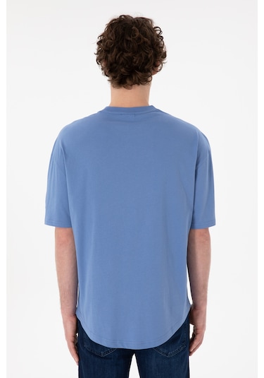 U.S. Polo Assn. Erkek Long Fit Bisiklet Yaka Koyu Mavi Basic Tişört 50305988-VR032