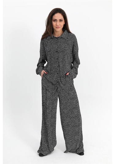 Takım Piliseli Örme Puantiye Desenli - Siyah-siyah Siyah