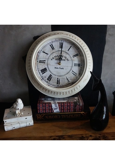 Goldenqian 14 Inç Vintage Beyaz Roma Rakamları Avrupa Duvar Saati Oturma Odası Dekoratif Antika Dilsiz Demir Çerçeve Kuvars Saat Tek Taraflı T8jaf3 Beyaz