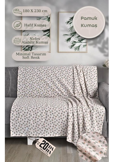 Tek Kişilik Baskılı Pike Koltuk Örtüsü Breeze 180x230 Cm Açik Gri