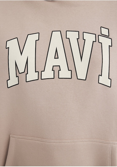 Mavi - Mavi Logo Baskılı Kapüşonlu Bej Sweatshirt 1600361-70043 Bej