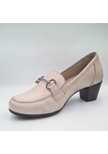 Mammamia D24ya-3845 Gri Deri Topuklu 5cm Kadın Klasik Ayakkabı Gri