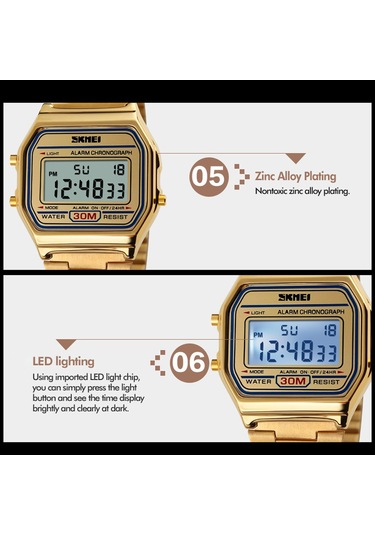 Leezsing "skmeı 1123 Unisex Spor Ve İş Kol Saati - Su Geçirmez, Kronometreli, Led Aydınlatmalı" Çok Renkli