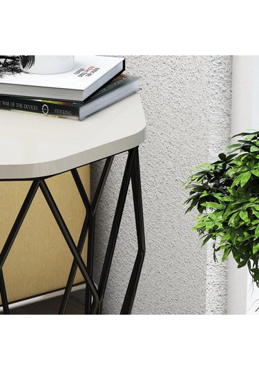 Variant Sofya Metal Yan Sehpa - Krem