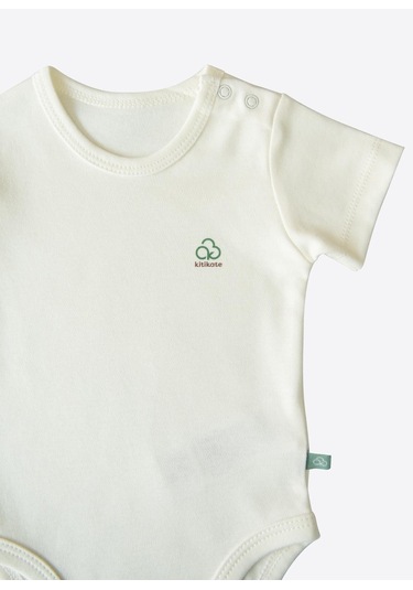 Kitikate Organik New Basic Uzayan Kısa Kol Body Bebek Boy Ekru Ekru
