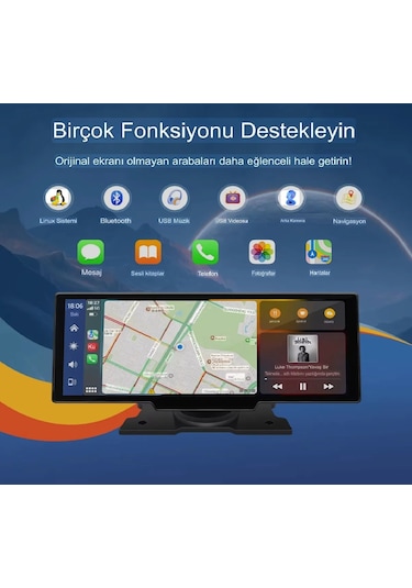Carplay & Android Auto Destekli Çift Kameralı Araç İçi Monitör