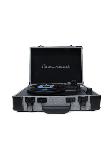 Crownwell 05 33-45-78 'lik Plak Çantalı Bluetooth Pikap Gri Özel