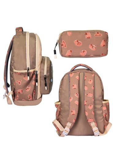 İlkokul 3 Lü Set Capybara Baskılı, Beslenmeli Ve Kalemlik