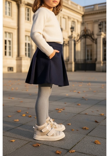 Muggo Paws Kelebekli Çift Cırtlı Kız Bebek Ve Çocuk Bot Bej